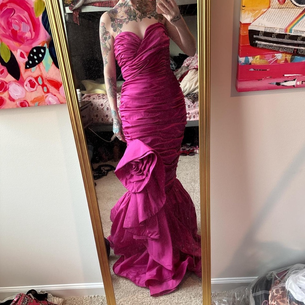 Elegant Pink Strapless Dress
